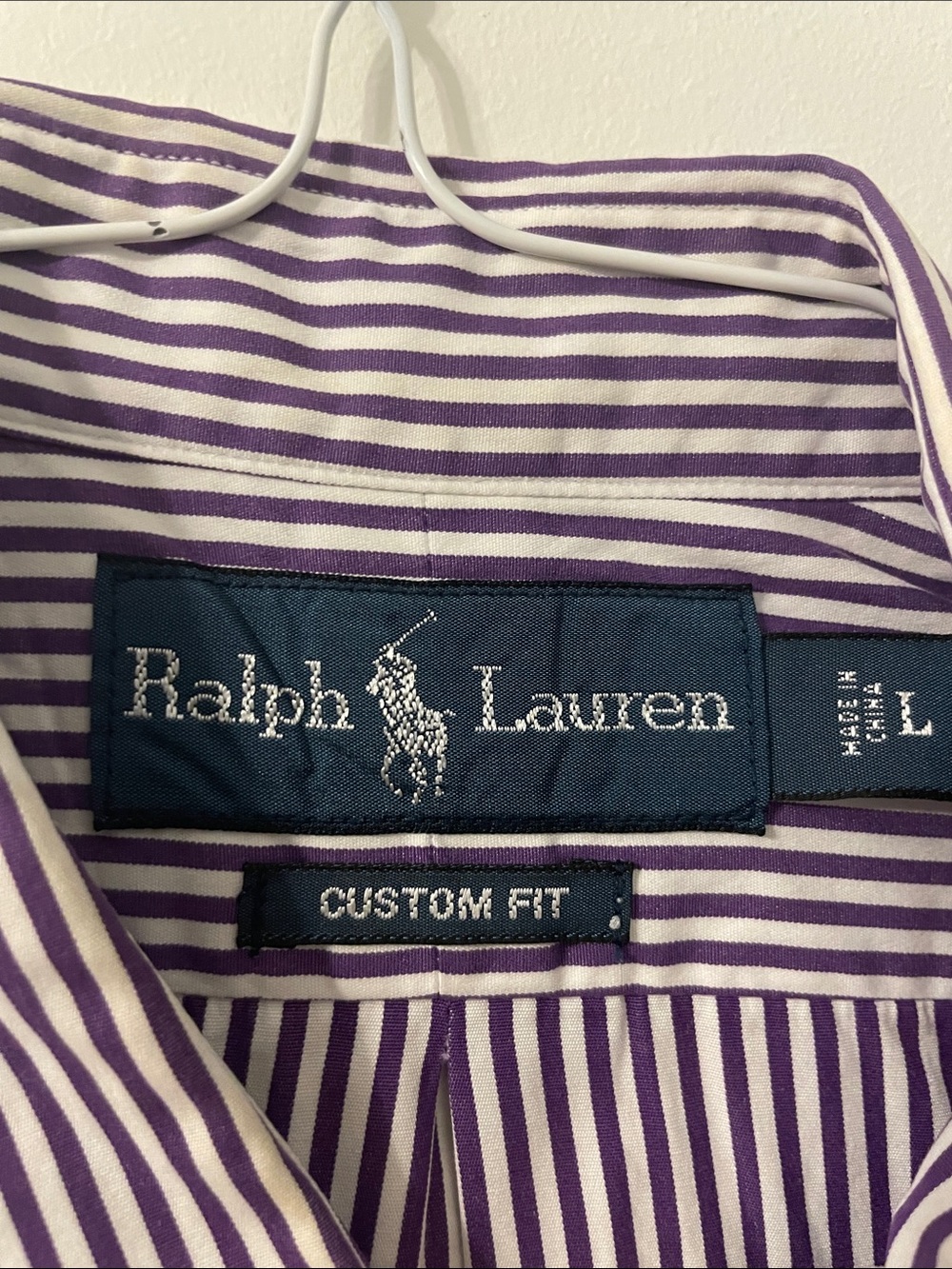 Ralph Lauren Men's White and Purple Pinstripe Dress Shirt - Picture 2 of 2
